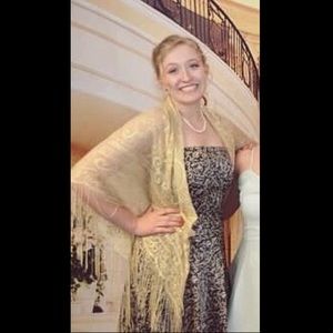 Tea length formal strapless dress